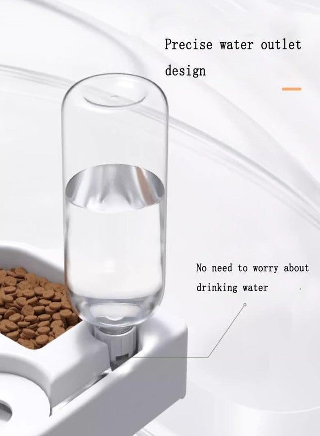 Envop Pet Bowl and Water Bowl Set Automatic Water Bottle for Dogs Cats Space Saving Damp Proof Design Love Shape Lightweight Material Multi-Purpose Food and Water Container White. - Image 4